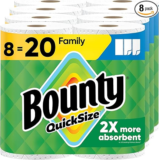 Bounty Quick Size Paper Towels White 8 Family Rolls
